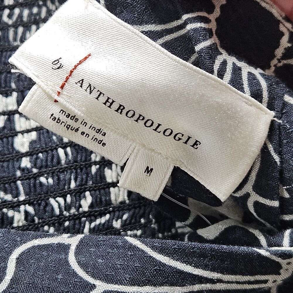 Anthropologie Daisie Midi Skirt Size Medium Midnight Blue Boho Lined Rouched - Picture 5 of 10